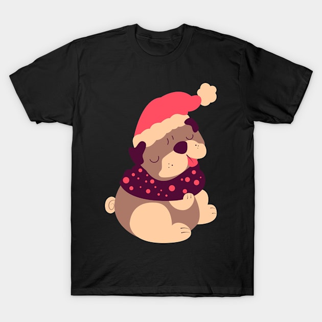 Christmas cute sleeping puppy T-Shirt by andytruong